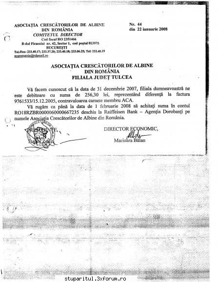 Documente Doamna chirila - Asociatia Crescatorilor de Albine Asociatia - ASOCIATIA CRESCATORILOR DE ALBINE