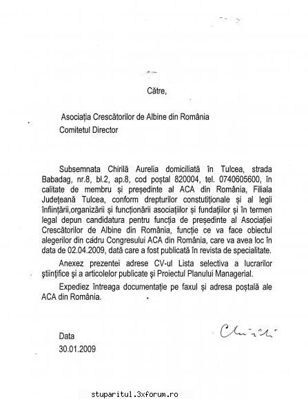 Documente Doamna chirila - Canditatura prin faxul din orele 14:26 la - ASOCIATIA CRESCATORILOR DE ALBINE