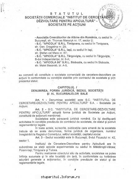 Documente Doamna chirila - Statut aca 1 Se aduce la cunostinta - ASOCIATIA CRESCATORILOR DE ALBINE