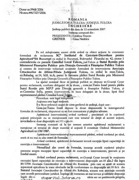 Documente Doamna chirila - Incheiere 1 Incheierea la actiunea in - ASOCIATIA CRESCATORILOR DE ALBINE