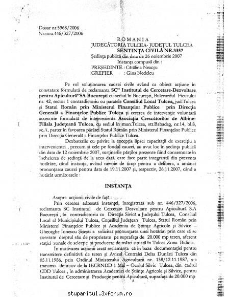 Documente Doamna chirila - Sentinta Civila a actiunii in constatare - ASOCIATIA CRESCATORILOR DE ALBINE