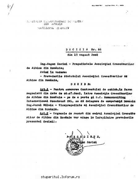 Documente Doamna chirila - Decizia 66 Iata documentul prin cae dl Zorici - ASOCIATIA CRESCATORILOR DE ALBINE