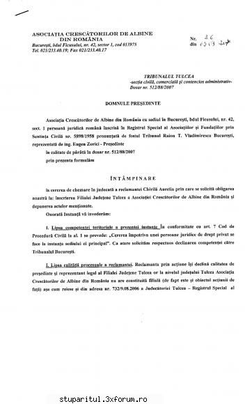 Documente Doamna chirila - pupemea - ASOCIATIA CRESCATORILOR DE ALBINE