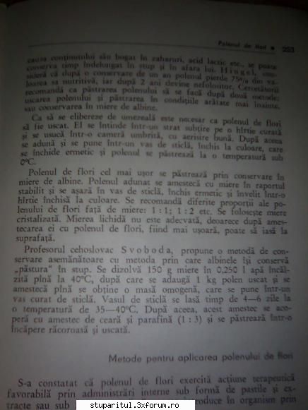 Polenul - Cealalta pagina, nu cred ca se poate citi. Cei - TRATAMENTE NATURISTE PENTRU ALBINE SI STUPARI