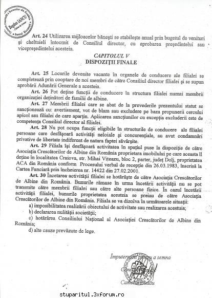 Statut ACA - Filiala judeteana Dolj - jean - ASOCIATIA CRESCATORILOR DE ALBINE