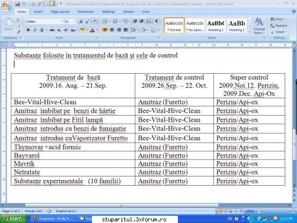 Studiu comparati tratamente Varroa - Mai jos am tradus doar o mică - BOLI SI DAUNATORI - TRATAMENTE