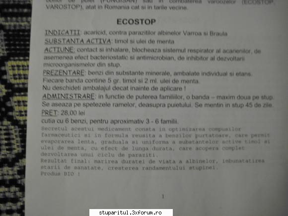 Tratament varooza - ECOSTOP - Am folosit acest produs (Ecostop) si va spun - BOLI SI DAUNATORI - TRATAMENTE