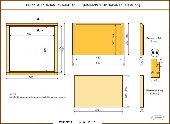 schite stup pe 12 rame - Corp Dadant 12 R - PLANURI....PLANURI....PLANURI.....