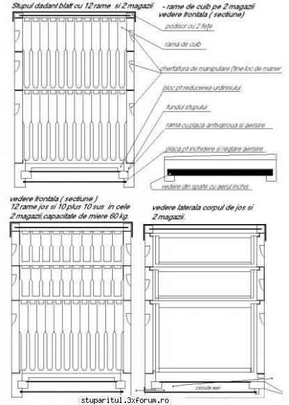 stupi paletizati - Schite si desene pentru stupul dadant cu 12 rame - NOUTATI IN APICULTURA